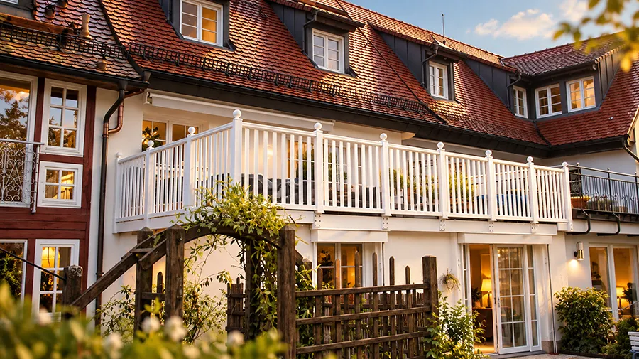 Balkongeländer Haslach, weiß (AI-enhanced visualization)